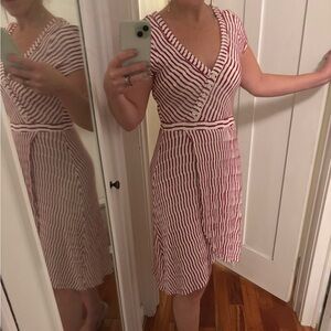 Anthropologie Maeve Red and White Striped Midi Dress - make me an offer